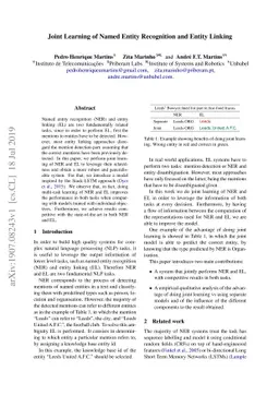 Joint Learning of Named Entity Recognition and Entity Linking