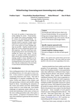 WriterForcing: Generating more interesting story endings