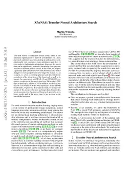 XferNAS: Transfer Neural Architecture Search