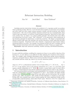 Reluctant Interaction Modeling