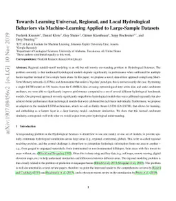 Towards Learning Universal, Regional, and Local Hydrological Behaviors
  via Machine-Learning Applied to Large-Sample Datasets