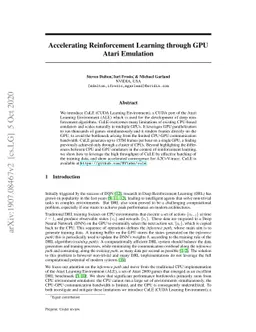 Accelerating Reinforcement Learning through GPU Atari Emulation