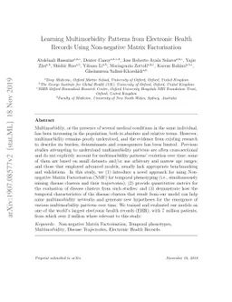 Learning Multimorbidity Patterns from Electronic Health Records Using
  Non-negative Matrix Factorisation