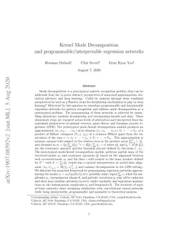 Kernel Mode Decomposition and programmable/interpretable regression
  networks
