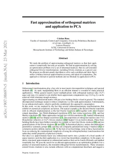 Fast approximation of orthogonal matrices and application to PCA