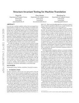 Structure-Invariant Testing for Machine Translation