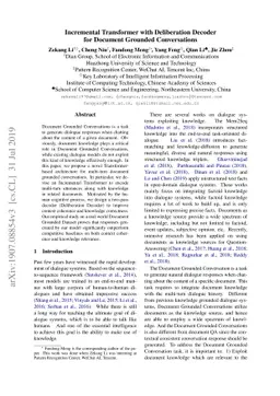 Incremental Transformer with Deliberation Decoder for Document Grounded
  Conversations