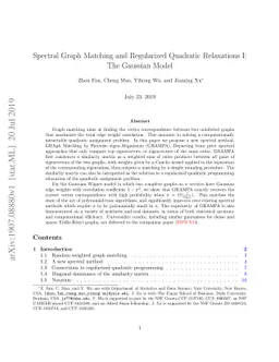 Spectral Graph Matching and Regularized Quadratic Relaxations I: The
  Gaussian Model