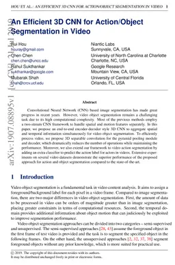An Efficient 3D CNN for Action/Object Segmentation in Video