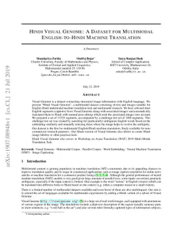 Hindi Visual Genome: A Dataset for Multimodal English-to-Hindi Machine
  Translation