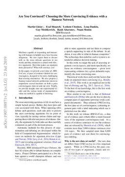 Are You Convinced? Choosing the More Convincing Evidence with a Siamese
  Network