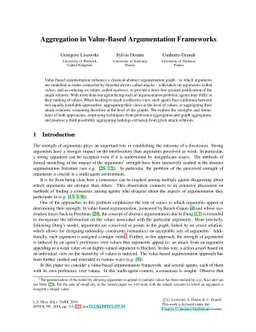 Aggregation in Value-Based Argumentation Frameworks