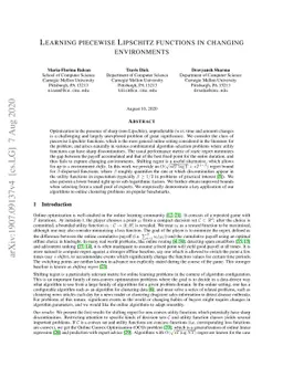 Learning piecewise Lipschitz functions in changing environments