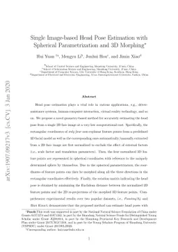 Single Image based Head Pose Estimation with Spherical Parameterization
  and 3D Morphing