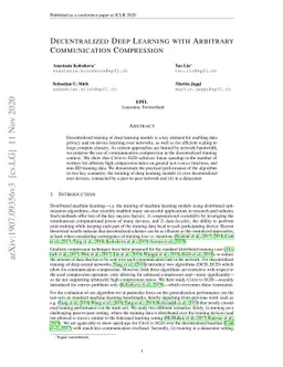 Decentralized Deep Learning with Arbitrary Communication Compression