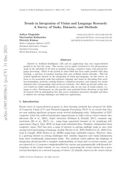 Trends in Integration of Vision and Language Research: A Survey of
  Tasks, Datasets, and Methods