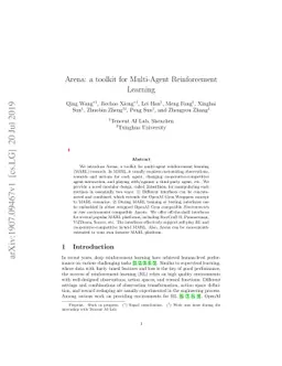 Arena: a toolkit for Multi-Agent Reinforcement Learning