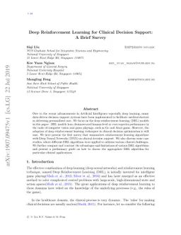 Deep Reinforcement Learning for Clinical Decision Support: A Brief
  Survey