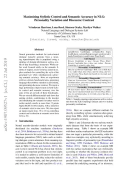 Maximizing Stylistic Control and Semantic Accuracy in NLG: Personality
  Variation and Discourse Contrast