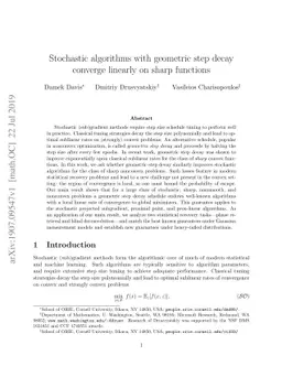 Stochastic algorithms with geometric step decay converge linearly on
  sharp functions