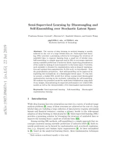 Semi-Supervised Learning by Disentangling and Self-Ensembling Over
  Stochastic Latent Space