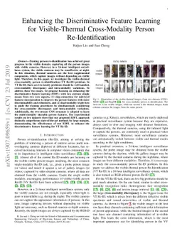 Enhancing the Discriminative Feature Learning for Visible-Thermal
  Cross-Modality Person Re-Identification