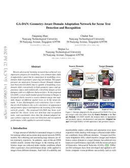 GA-DAN: Geometry-Aware Domain Adaptation Network for Scene Text
  Detection and Recognition