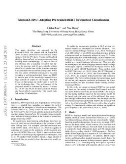 EmotionX-HSU: Adopting Pre-trained BERT for Emotion Classification