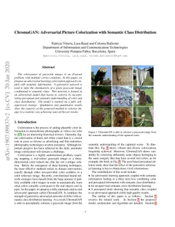 ChromaGAN: Adversarial Picture Colorization with Semantic Class
  Distribution