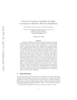 Greedy but Cautious: Conditions for Miner Convergence to Resource
  Allocation Equilibrium