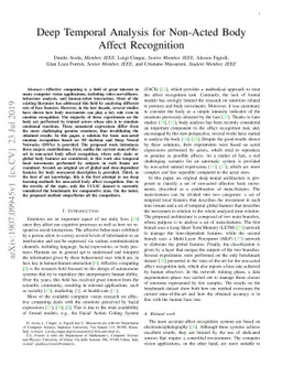 Deep Temporal Analysis for Non-Acted Body Affect Recognition