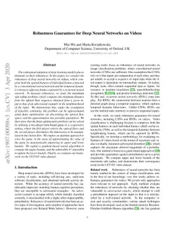 Robustness Guarantees for Deep Neural Networks on Videos