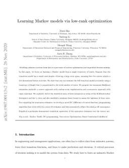 Learning Markov models via low-rank optimization