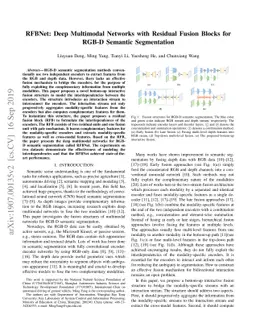 RFBNet: Deep Multimodal Networks with Residual Fusion Blocks for RGB-D
  Semantic Segmentation