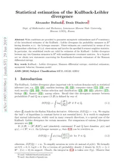 Statistical estimation of the Kullback-Leibler divergence