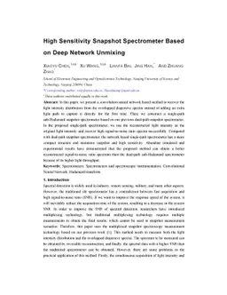 High Sensitivity Snapshot Spectrometer Based on Deep Network Unmixing