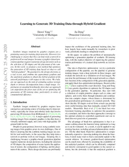 Learning to Generate Synthetic 3D Training Data through Hybrid Gradient