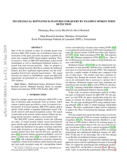 Multilingual Bottleneck Features for Query by Example Spoken Term
  Detection