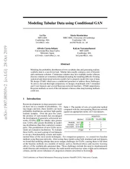 Modeling Tabular data using Conditional GAN