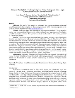 Hidden in Plain Sight For Too Long: Using Text Mining Techniques to
  Shine a Light on Workplace Sexism and Sexual Harassment