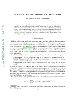 On Symmetry and Initialization for Neural Networks