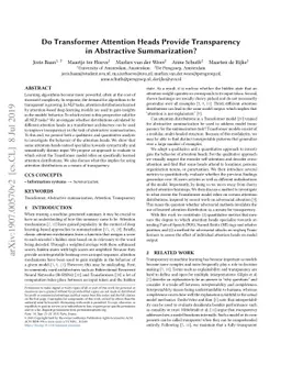 Do Transformer Attention Heads Provide Transparency in Abstractive
  Summarization?