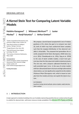 A Kernel Stein Test for Comparing Latent Variable Models