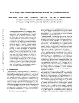 Weak Supervision Enhanced Generative Network for Question Generation
