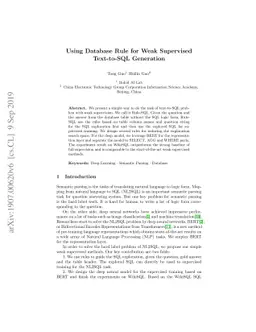 Using Database Rule for Weak Supervised Text-to-SQL Generation
