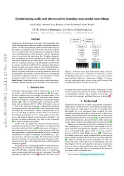 Synchronising audio and ultrasound by learning cross-modal embeddings