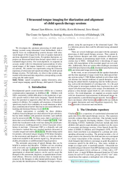 Ultrasound tongue imaging for diarization and alignment of child speech
  therapy sessions