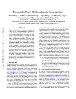 Understanding Memory Modules on Learning Simple Algorithms