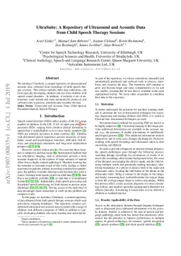 UltraSuite: A Repository of Ultrasound and Acoustic Data from Child
  Speech Therapy Sessions