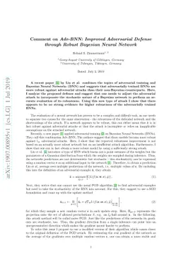 Comment on "Adv-BNN: Improved Adversarial Defense through Robust
  Bayesian Neural Network"